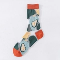 Women's summer sheer glass silk socks with orange avocado pattern and mesh design - One Size / Orange Avocado