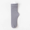Grey slouchy velvet mid-calf socks with ribbed texture and loose ruffles for women - One Size / Light Gray