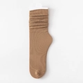 Caramel brown slouch socks in ribbed velvet knit with retail paper hook display - One Size / Coffee