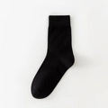Calcetines negros de media pantorrilla para hombre en algodón peinado con puño acanalado - Talla única / Negro