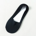 Deep black invisible ice silk boat socks with elastic cuff for women's summer comfort - One Size / Black