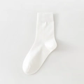 Calcetín de media pantorrilla para hombre en color blanco liso de algodón peinado - Talla única / Blanco