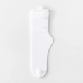 Minimalist white velvet slouch socks in ribbed knit with solid color design - One Size / Pure White