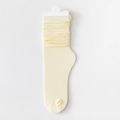 Pale yellow ribbed slouch socks for women in soft cotton knit with pleated texture - One Size / Milk White