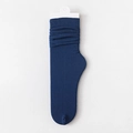 Dark blue ribbed velvet slouch socks for women featuring trendy stackable design - One Size / Navy Blue