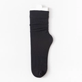 Classic black ribbed knit slouch socks for women with a comfortable stretch fit - One Size / Black