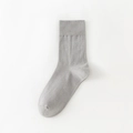 Calcetines de hombre gris claro en algodón peinado con puños acanalados anchos - Talla única / Gris claro