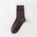 Mid-calf cotton socks in chocolate brown featuring premium ribbed knit texture - One Size / Coffee