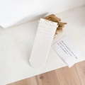 Elegant white ruffle crew socks for women featuring a stylish frilly mesh cotton design - One Size / White Diagonal Slash
