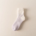 Calze in pile corallo con sfumatura bianco-viola per il calore invernale in casa - Taglia unica / Viola Chiaro