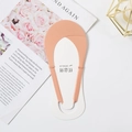 Beige seamless invisible liner socks with delicate wavy lace trim and elastic ice silk fabric - One Size / Orange