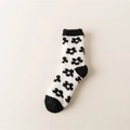Cozy black and white coral fleece women's socks with cute floral pattern - One Size / Floral