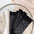 Women's mesh JK socks set with ruffled cuffs in black and off-white colors - One Size / Black Mixed Styles