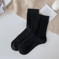 Calcetines gruesos de lana negra con trenzado clásico para el invierno - Talla única / Negro