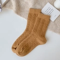 Calcetines de lana amarillo jengibre con punto de ochos y puños elásticos acanalados - Talla única / Amarillo Jengibre