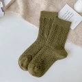 Calcetines de lana verde oliva con trenzado para mujer, térmicos para el otoño e invierno - Talla única / Verde Militar