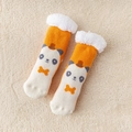 Thick coral fleece winter socks featuring a cute cartoon panda and orange trim - One Size / Big White (Panda)