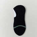 Men's black low cut cotton socks with green stripe accent on toe on white card - One Size / Black