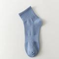 Men's breathable light blue cotton crew sock with ribbed texture and arch support - One Size / Blue