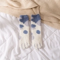 Cozy blue coral fleece socks with cute cartoon cat paw design for winter warmth - 35-43 / Polka Dot Blue