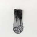 Elegant black lace ankle socks featuring sheer mesh and intricate rose floral patterns - One Size / Black