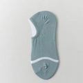 Men's low cut gray-blue cotton boat socks with white stripe pattern and ribbed cuff - One Size / Green