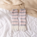 Pink and gray striped coral fleece cat paw socks with thick warm fuzzy material - 35-43 / Pink Stripe