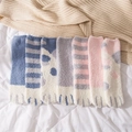 Set of 7 cozy coral fleece socks with cat paw patterns in blue, grey and pink - 35-43 / Blue Stripe