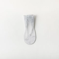 Light grey lace socks for women featuring elegant rose floral patterns and mesh texture - One Size / Gray