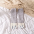 Grey and cream coral fleece cat paw socks for winter warmth and cozy home wear - 35-43 / Plain Gray