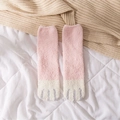 Plush pink and cream cat paw patterned coral fleece socks for warm winter home wear - 35-43 / Solid Pink