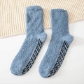 Calze termiche in pile corallo blu Morandi con fondo antiscivolo per uomo - Taglia unica / Blu jeans