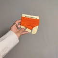 Bright orange invisible two-toe half socks with hanging cardboard packaging - One Size / Orange