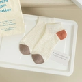 Bamboo fiber low cut socks featuring cute bear patterns and color-blocked heels - One Size / Red Heel Coffee Toe (23055)