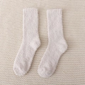 Morbide calze color crema in pile corallo con spessa trama di peluche per il calore invernale - Taglia unica / Bianco Sporco