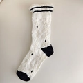 Chaussettes blanches à volants avec motif à losanges et détails noirs - Taille unique / Pois Blancs