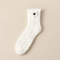 Zachte witte koraalfleece sokken met een delicaat bloemaccent voor winterse warmte - Eén maat / Wit Witte Bloem