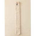 Thick beige coral fleece over-knee socks with cute cartoon animal head and 3D ears - One Size / Khaki
