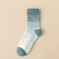 Dikke koraalfleece sokken met blauw-witte verloopstrepen voor warme wintervoeten - Eén maat / Groen