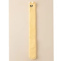 Thick yellow coral fleece over-knee socks with cute cat face and white pom-poms - One Size / Yellow