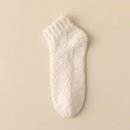 Plush cream coral fleece non-slip floor socks for women with anti-skid silicone dots - One Size / Beige