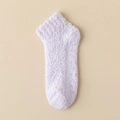 Soft purple coral fleece winter floor socks with anti-slip silicone dots on the sole - One Size / Light Purple