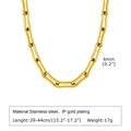 Détails de la chaîne à maillons 6mm en acier doré 18 carats avec dimensions précises - Collier Or