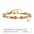 Dettaglio del bracciale a catena in acciaio inossidabile dorato con smalto colorato - Stile Catena Grossa Larghezza 6.7mm (BR-1764)