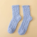 Calze azzurre in pile di corallo con trama a trecce per il calore invernale - Taglia unica / Blu