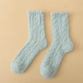 Plüschige Korallenfleece-Socken in Minzblau, dicke warme Wintersocken für zu Hause - Einheitsgröße / Grün