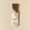 Zachte koraalvlies sokken met kattenpootjes in bruin en beige kleuren voor de winter - Eén maat / Koffie Manchetten