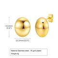 Pendientes ovalados minimalistas de acero inoxidable chapado en oro IP con acabado de espejo - Dorado
