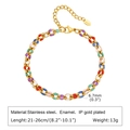 Détail d'une chevillère en acier inoxydable plaqué or 18K avec maillons en émail coloré - Style Émail Coloré à l'Huile (189G) / Largeur 6.7mm