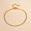 Elegantes 18K vergoldetes doppellagiges Schlangenkette-Fußkettchen mit feinen Metallperlen - Länge 21+5CM / Gold